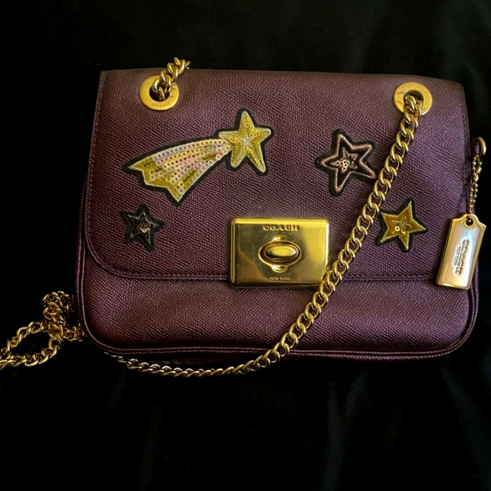 Star Embellished Purple Haze Coach Crossbody Bag